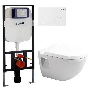 Creavit indbygningscisterne m/Duravit Starck 3 væghængt toilet