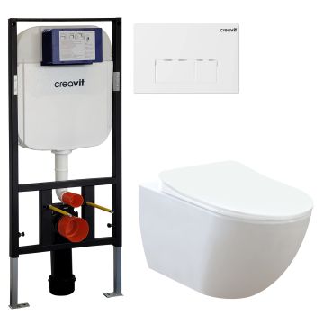 Creavit indbygningscisterne m/Creavit Rimfree toilet