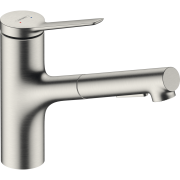 hansgrohe Zesis M33 køkkenarmatur 150 m/udtræksbruser, 2jet rustfrit stål finish