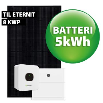 Growatt hybrid solcelleanlæg t/eternit 8 kWp 3-faset