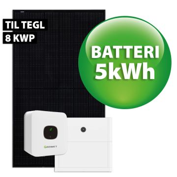 Growatt hybrid solcelleanlæg t/tegl 8 kWp 3-faset