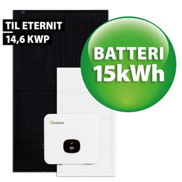 Growatt hybrid solcelleanlæg t/eternit 14,6 kWp 3-faset