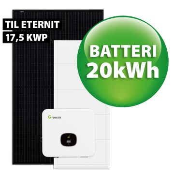 Growatt hybrid solcelleanlæg t/eternit 17,5 kWp 3-faset