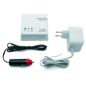 Gasalarm med 230V adapter og 12 V stik